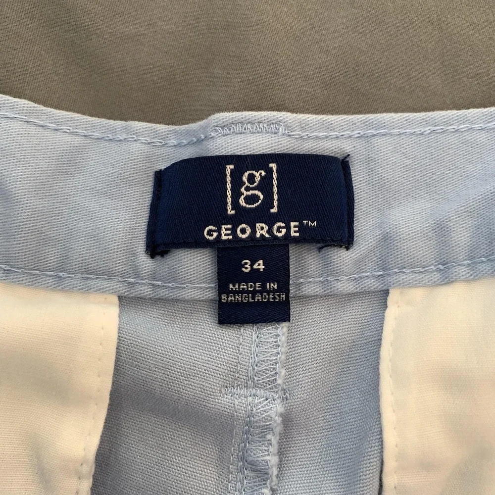 Shorts Mens 34 Light Blue Navy Chino Lot Of 2 Flat Front Stretch 9 Inseam Golf